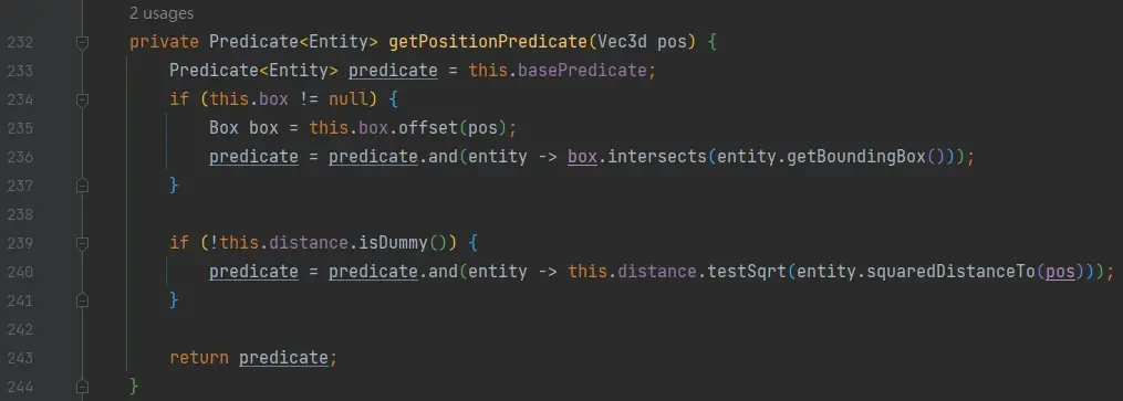 EntitySelector#getPositionPredicate