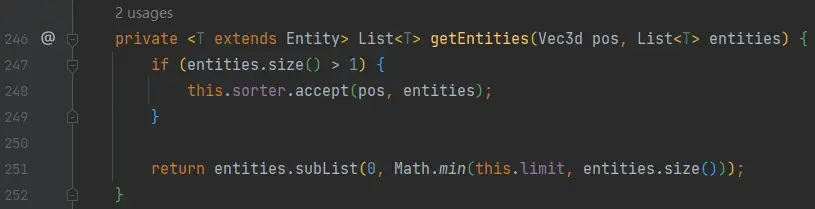 EntitySelector#getEntities